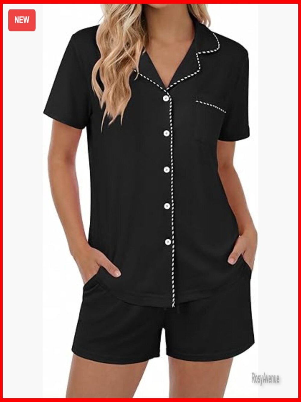Button Down Short Sleeve Pajama Set Lounge Sleepwear
